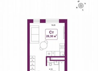 Продам квартиру студию, 28.3 м2, деревня Дударева, улица Сергея Джанбровского, 25