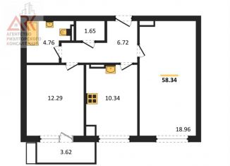 Продается двухкомнатная квартира, 58.3 м2, посёлок городского типа Гвардейское, Привокзальная улица