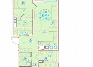 Продаю 3-ком. квартиру, 88.4 м2, Астрахань, улица Кирова, 68, ЖК Центральный