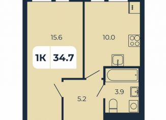 Продам 1-комнатную квартиру, 34.7 м2, поселок Верхнетемерницкий