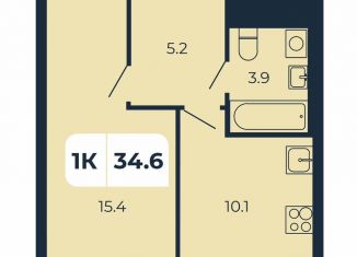 Продам 1-ком. квартиру, 34.6 м2, поселок Верхнетемерницкий