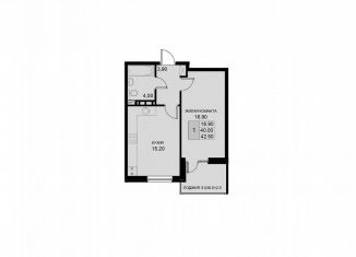 Однокомнатная квартира на продажу, 42.5 м2, поселок Южный, Екатерининская улица, 7к1