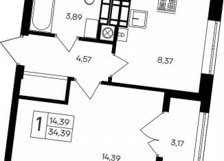 Продаю 1-комнатную квартиру, 34.4 м2, Крым