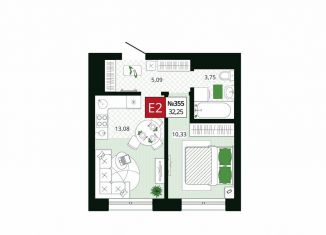 Продается 1-ком. квартира, 32.3 м2, Тула