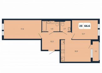 Двухкомнатная квартира на продажу, 66.6 м2, поселок Верхнетемерницкий, Орбитальная улица, 16К