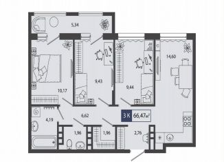 3-ком. квартира на продажу, 66.5 м2, Тюмень, улица Василия Севергина, 7