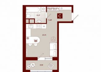 Продаю квартиру студию, 30.1 м2, Тобольск, переулок Радищева, 17