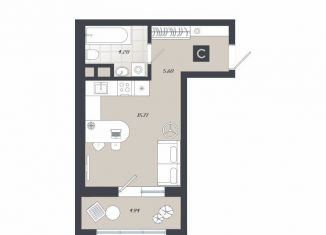 Продается квартира студия, 30.3 м2, Тобольск, переулок Радищева, 17