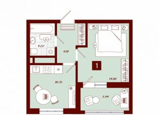 Продам 1-комнатную квартиру, 39.1 м2, Тобольск, переулок Радищева, 17