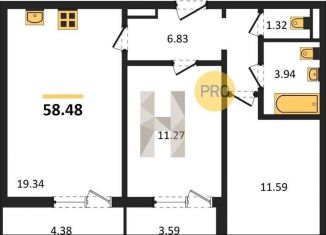 Продаю 2-комнатную квартиру, 58.5 м2, село Новая Усмань, бульвар Художников, 4