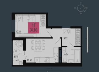 Продаю однокомнатную квартиру, 32.2 м2, Аксай