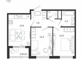 Продаю 2-ком. квартиру, 55.7 м2, посёлок Шушары, Соколиная улица, 5