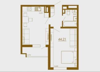 Продаю однокомнатную квартиру, 44.2 м2, село Белоглинка, Парковая улица, 2к2, ЖК Грэсовский