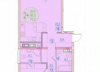 2-ком. квартира на продажу, 70.2 м2, Астрахань, улица Мусы Джалиля, 54, ЖК Центральный