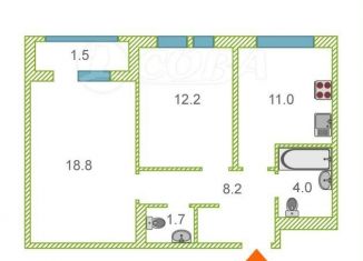 Продается 2-ком. квартира, 56 м2, Тюмень, ЖК Озёрный Парк, Полевая улица, 117к3