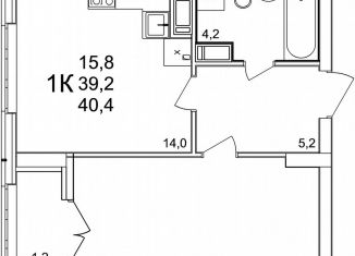 Продам 1-ком. квартиру, 40.4 м2, деревня Анкудиновка, ЖК КМ Анкудиновский Парк