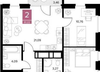 Продам двухкомнатную квартиру, 61.2 м2, Рязань