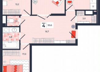 Продается четырехкомнатная квартира, 99.6 м2, Тула