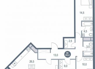 Продаю 3-ком. квартиру, 85 м2, Котельники, микрорайон Новые Котельники, 11