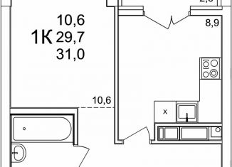 Однокомнатная квартира на продажу, 31 м2, деревня Анкудиновка, ЖК КМ Анкудиновский Парк