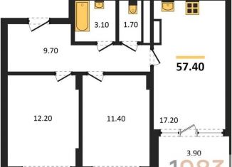 Продается 2-комнатная квартира, 57.4 м2, Воронеж