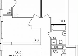 Продаю 3-ком. квартиру, 69.7 м2, деревня Анкудиновка, ЖК КМ Анкудиновский Парк