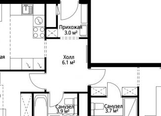 Продам 2-комнатную квартиру, 60.6 м2, деревня Сапроново, микрорайон Купелинка, 7, ЖК Эко Видное 2.0