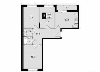 Продается 3-ком. квартира, 68.4 м2, Подольск, Садовая улица, 14