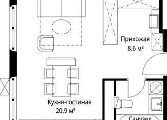 Продается квартира студия, 33.9 м2, деревня Сапроново, микрорайон Купелинка, 7, ЖК Эко Видное 2.0