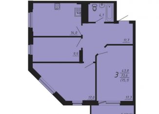 3-ком. квартира на продажу, 75.1 м2, Челябинск, Калининский район, улица Университетская Набережная, 49