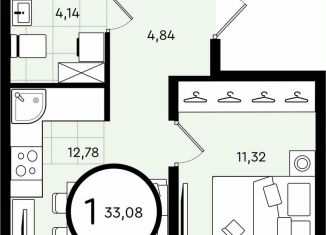 Продажа 1-ком. квартиры, 33.1 м2, Тюмень, ​улица Александра Звягина, 4