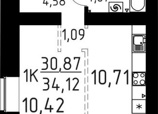 Продаю 1-ком. квартиру, 34.1 м2, Томск, улица Вершинина, 58к2