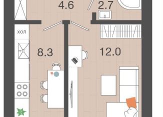 Продаю 1-комнатную квартиру, 28.8 м2, посёлок Голубево, Изумрудная улица, 1