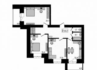 Продажа 3-комнатной квартиры, 93.7 м2, село Чигири, Европейская улица, 13