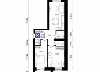 Продается трехкомнатная квартира, 63.4 м2, Белебей