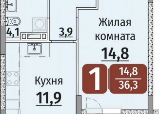 Продаю однокомнатную квартиру, 36.3 м2, Чебоксары