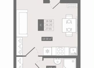Продам квартиру студию, 27.6 м2, деревня Новое Девяткино