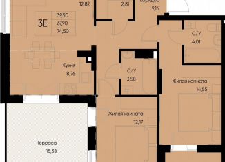 Продам 2-ком. квартиру, 74.5 м2, Татарстан
