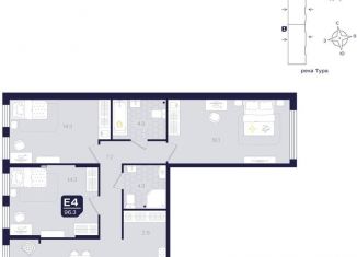 Продаю 4-ком. квартиру, 96.3 м2, Тюмень