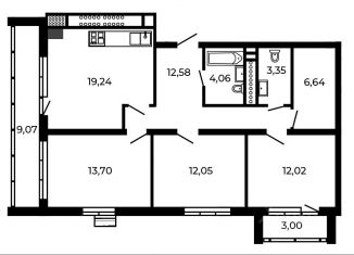 3-комнатная квартира на продажу, 89.1 м2, посёлок Доброград, улица Благополучия, 2к1