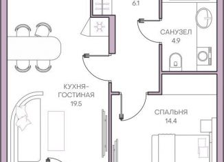 Продам 1-комнатную квартиру, 48.7 м2, Пензенская область