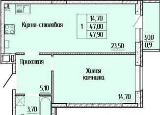 Продажа 1-комнатной квартиры, 47.7 м2, Батайск, улица Леонова, 12к1, ЖК Прибрежный