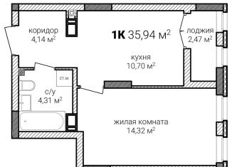 1-комнатная квартира на продажу, 35.9 м2, Нижний Новгород, метро Горьковская