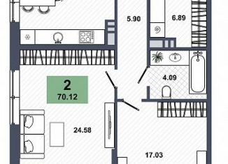 Продаю 2-комнатную квартиру, 55.5 м2, Тюмень, Ставропольская улица, 95, ЖК Зелёный квартал Uno