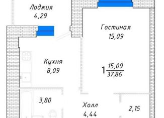 Продажа однокомнатной квартиры, 37.9 м2, Самара, Красноглинский район