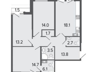 Продажа трехкомнатной квартиры, 87.8 м2, Санкт-Петербург, 12-я Красноармейская улица, 26Б, 12-я Красноармейская улица