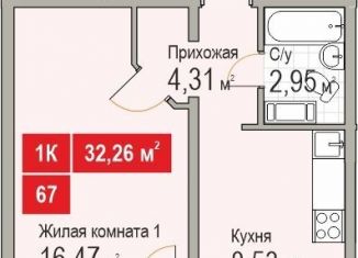 Продается 1-комнатная квартира, 33.1 м2, Нижний Новгород, жилой комплекс Корабли, 24, ЖК Корабли