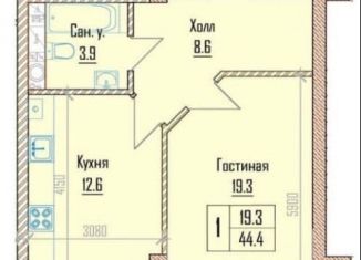 Продажа однокомнатной квартиры, 44.4 м2, Нальчик, улица Тлостанова, 32, ЖК Эсфера Сити