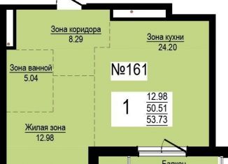 Однокомнатная квартира на продажу, 53.7 м2, Екатеринбург, ЖК Александровский Сад