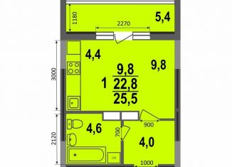 Продаю квартиру студию, 25.5 м2, Владимир